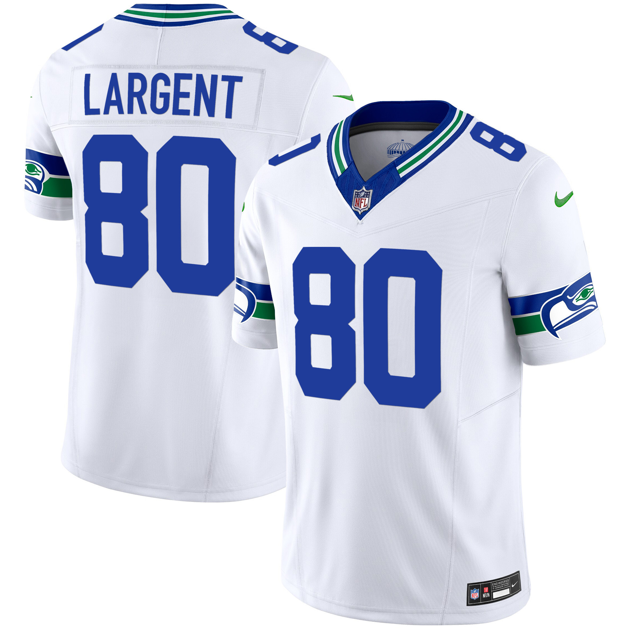 Steve Largent Men's Seattle Seahawks Throwback Vapor Limited White Jersey - All Stitched 
