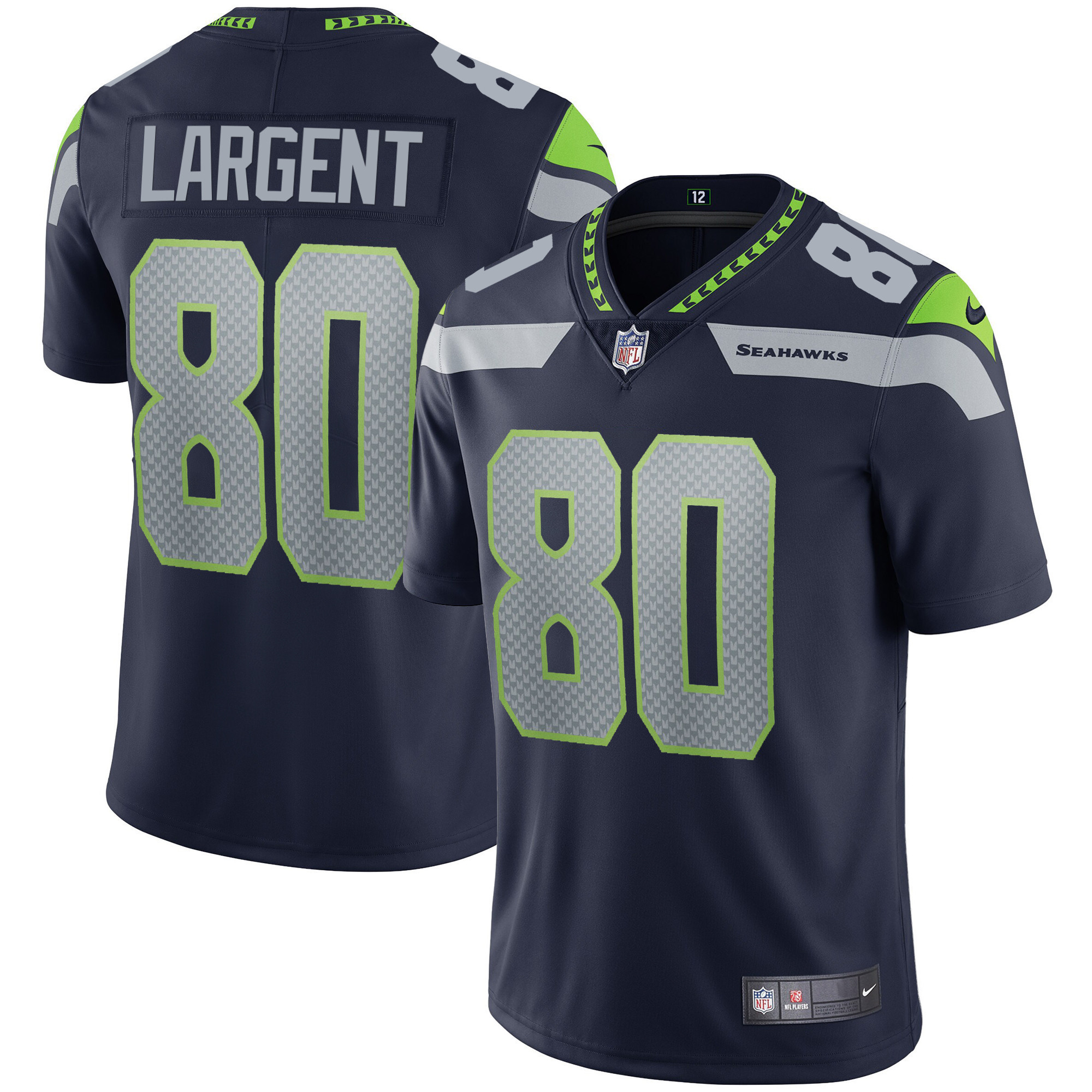 Steve Largent Men's Seattle Seahawks Vapor Royal Jersey - All Stitched 