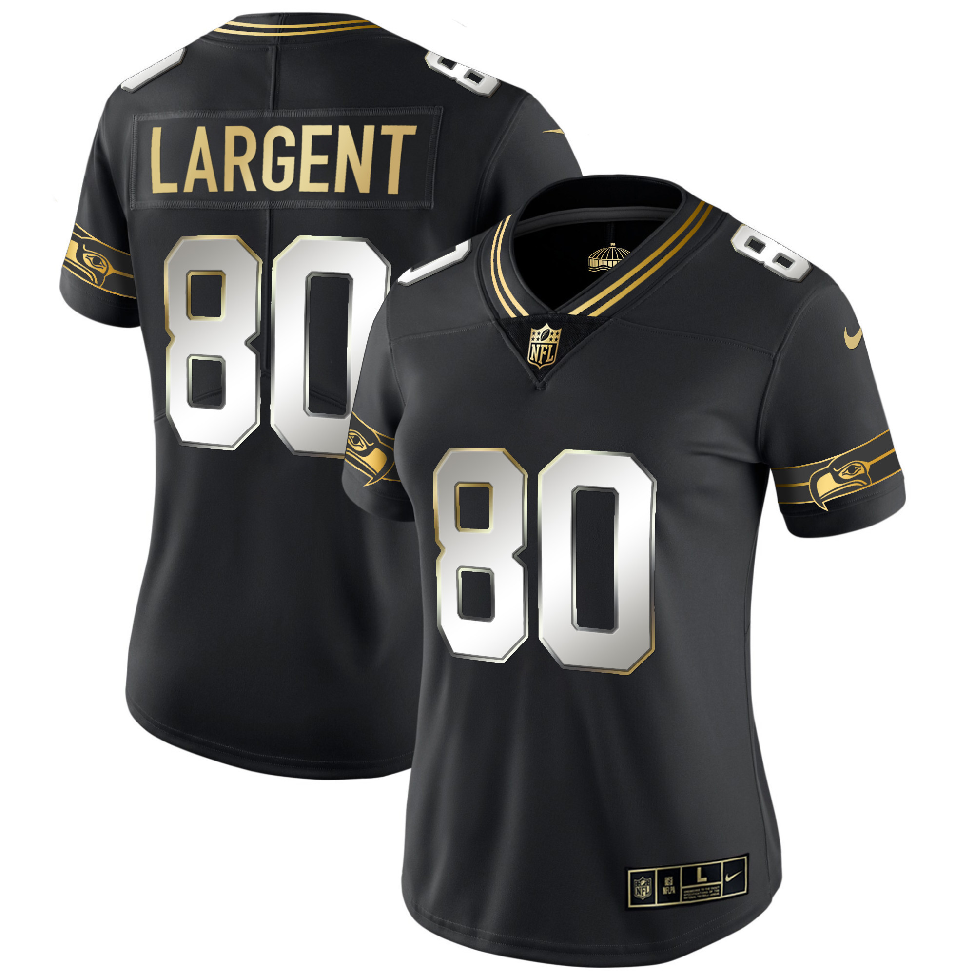 Steve Largent Women's Seattle Seahawks Throwback & Gold Black Limited Jersey - All Stitched 
