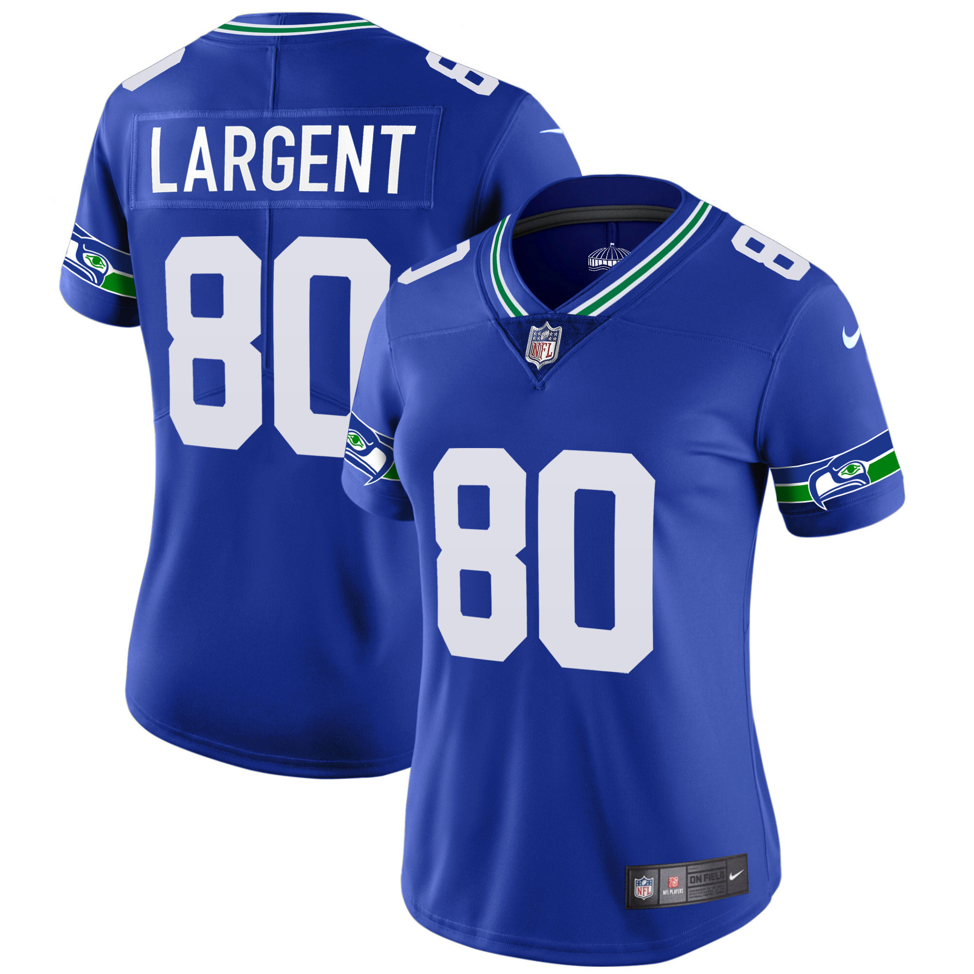 Steve Largent Women's Seattle Seahawks Throwback & Gold Royal Jersey - All Stitched 