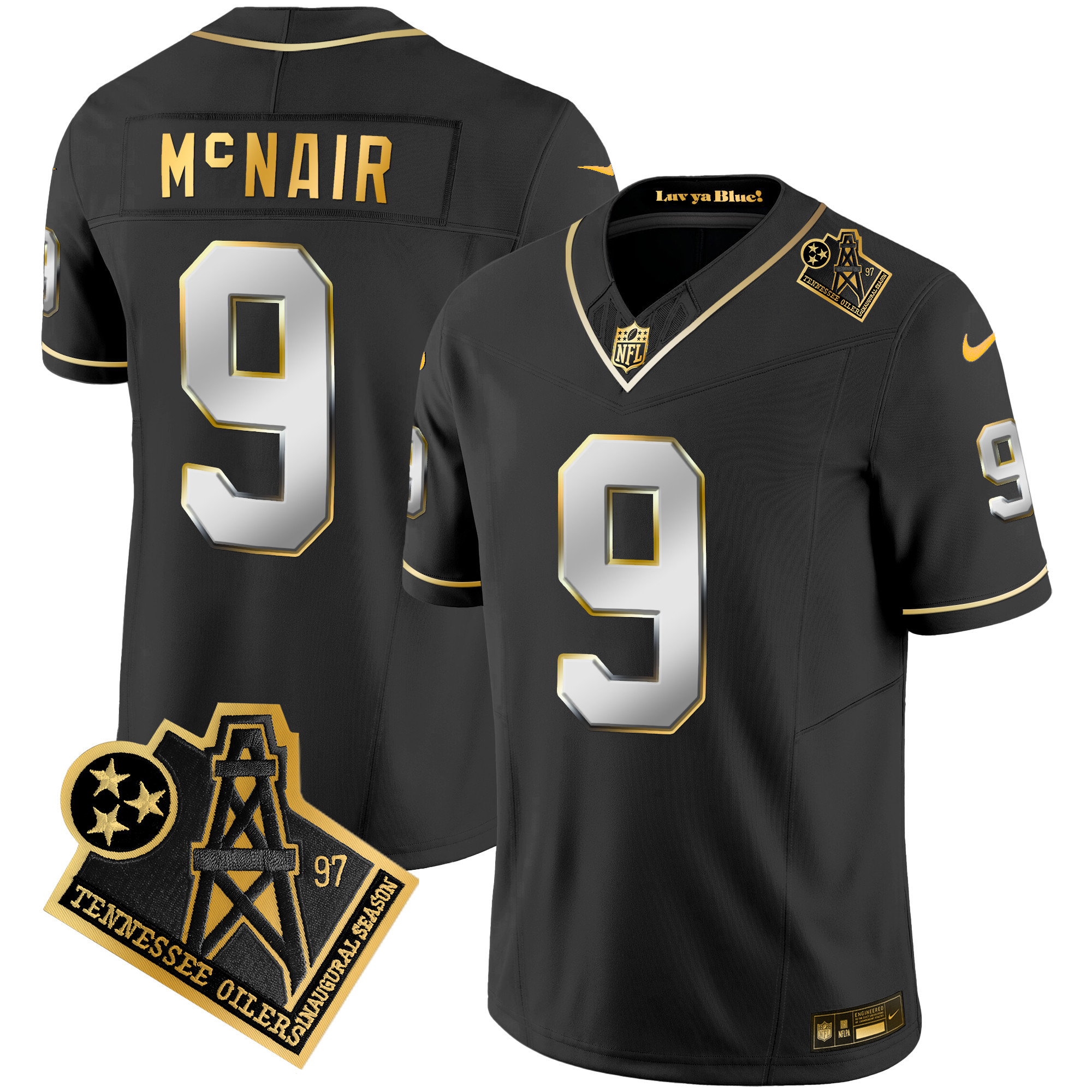 Steve Mcnair Men's Tennessee Titans 1997 Throwback Gold Vapor Black Limited Jersey - All Stitched 