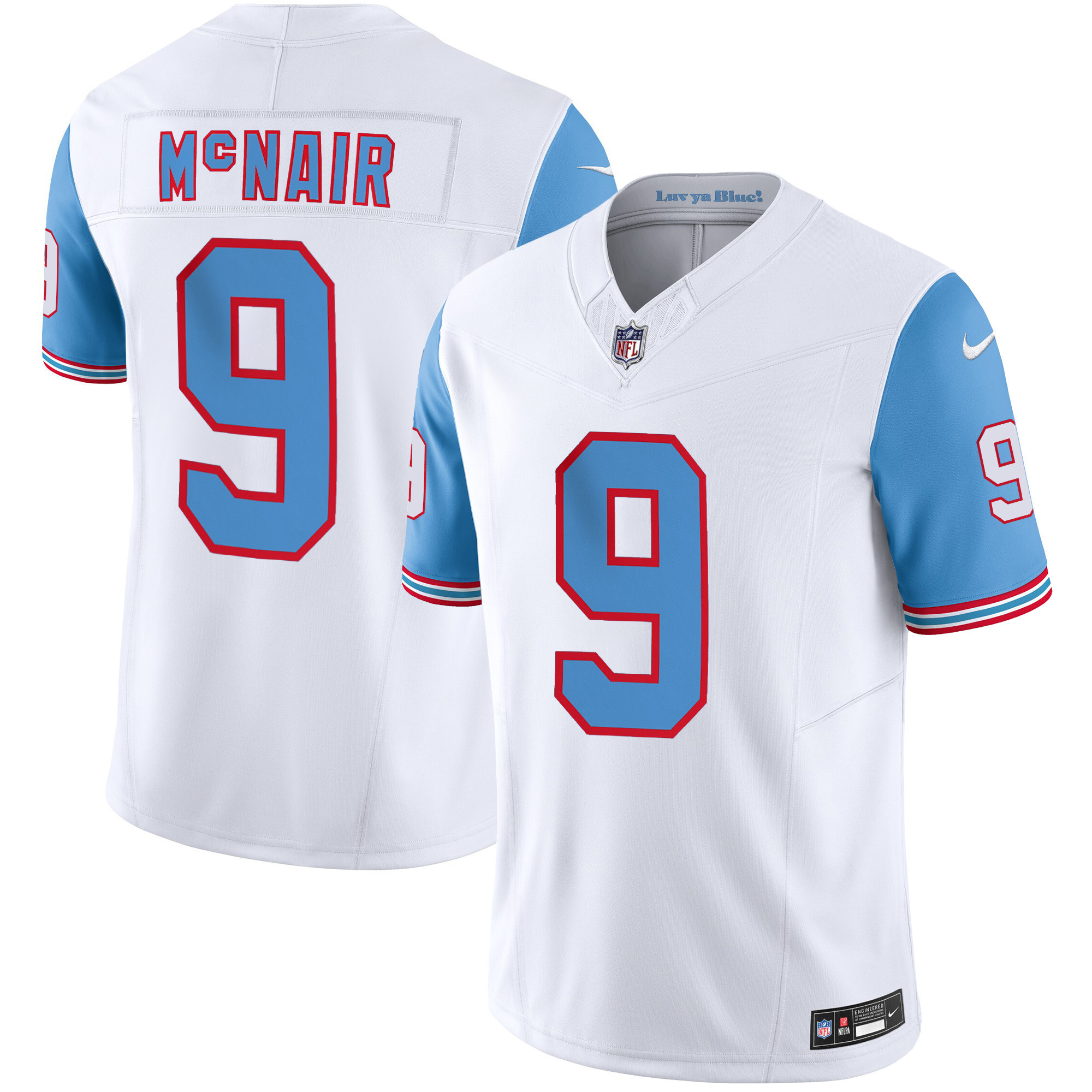Steve Mcnair Men's Tennessee Titans Throwback Limited Vapor Blue Sleeves Jersey - All Stitched 