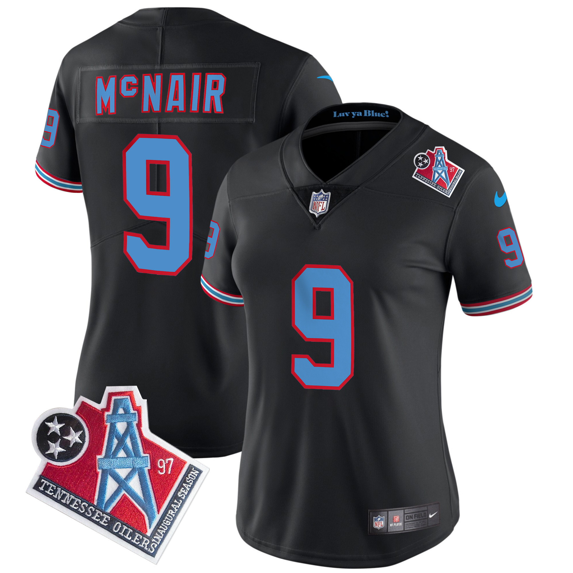 Steve Mcnair Women's Tennessee Titans 1997 Throwback Limited Vapor Black Jersey - All Stitched 