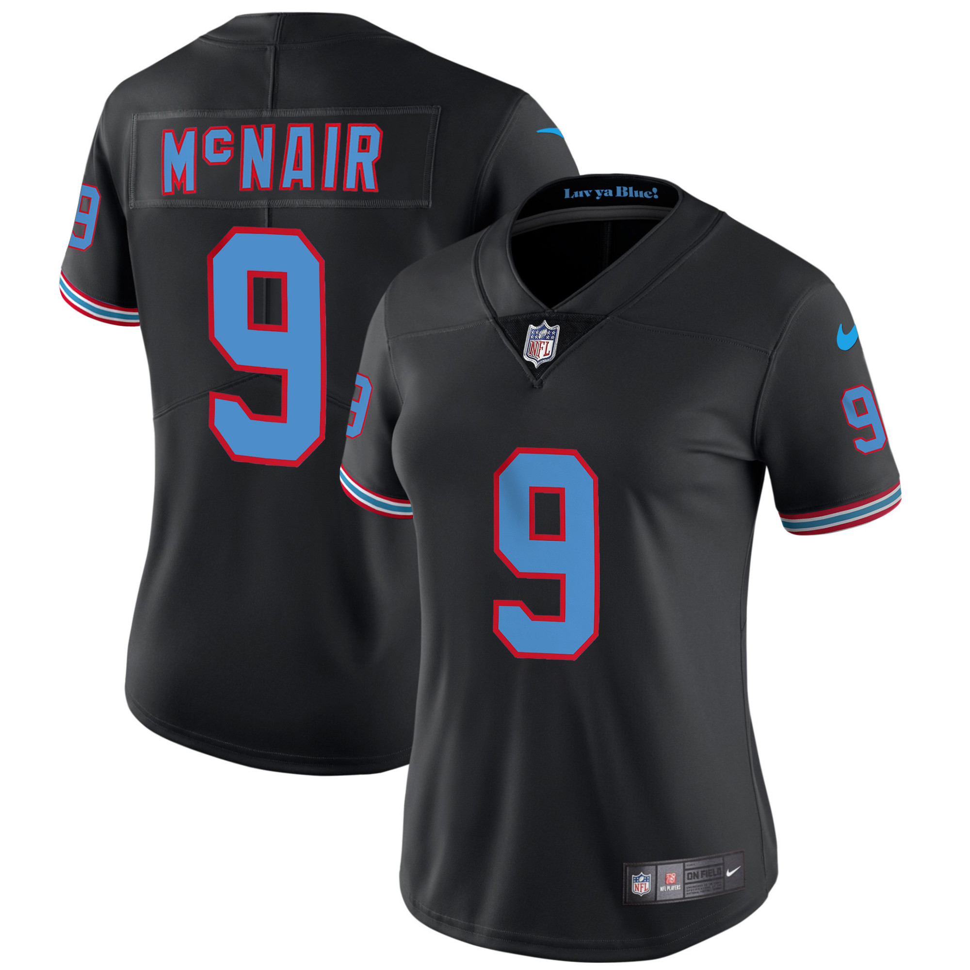 Steve Mcnair Women's Tennessee Titans Throwback Limited Vapor Black Jersey - All Stitched 