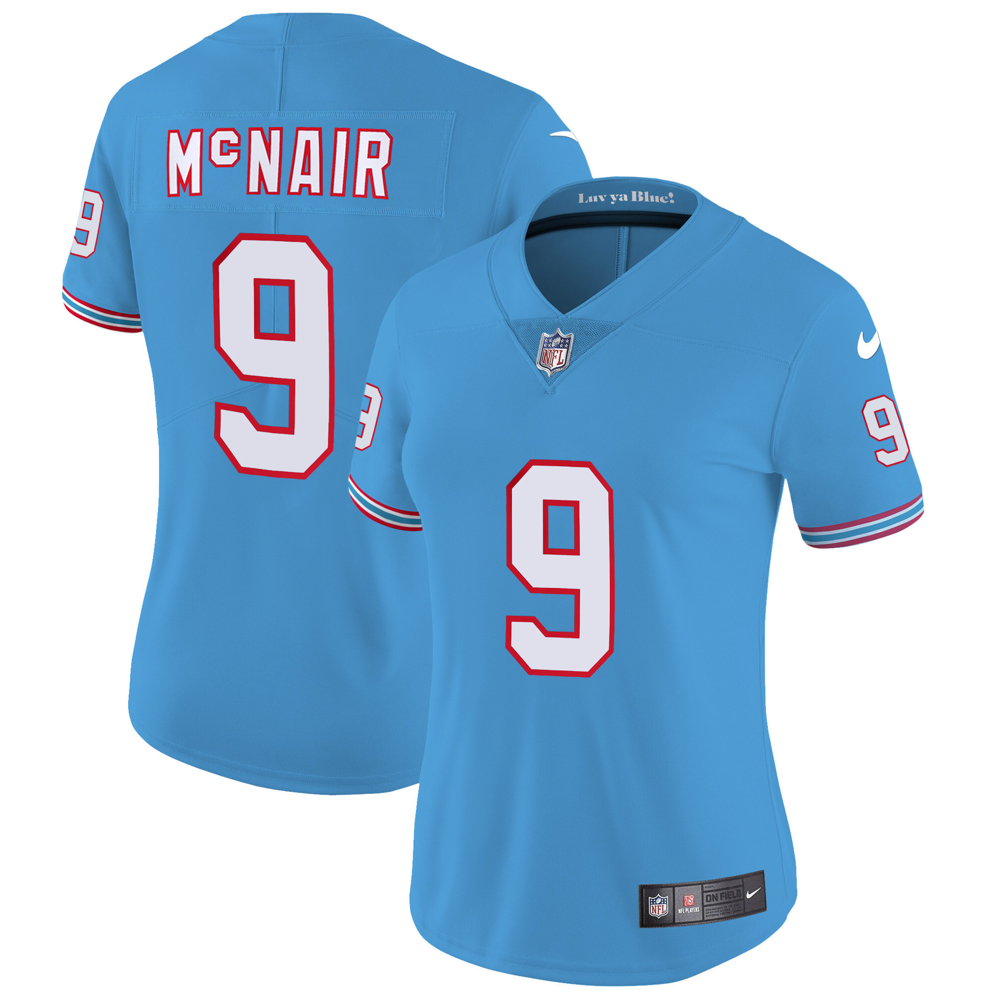 Steve Mcnair Women's Tennessee Titans Throwback Limited Vapor Light Blue Jersey - All Stitched 