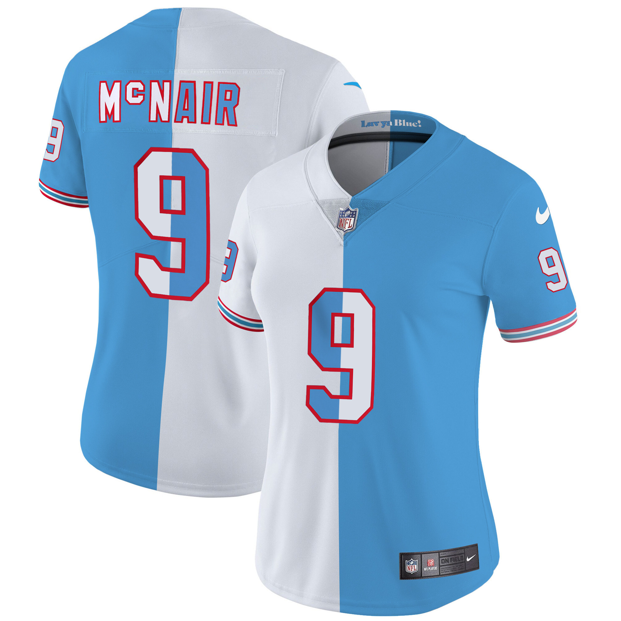 Steve Mcnair Women's Tennessee Titans Throwback Limited Vapor Split Jersey - All Stitched 