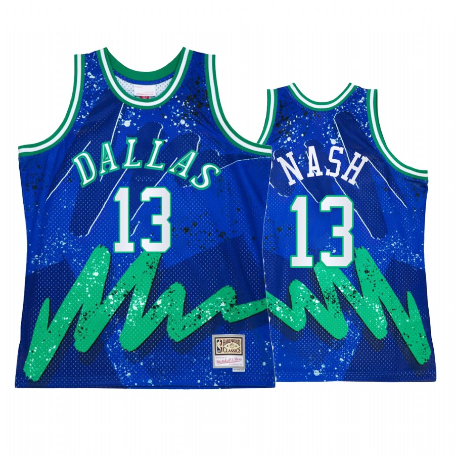 Steve Nash #13 Dallas Mavericks Hyper Hoop Blue Throwback 90s Jersey