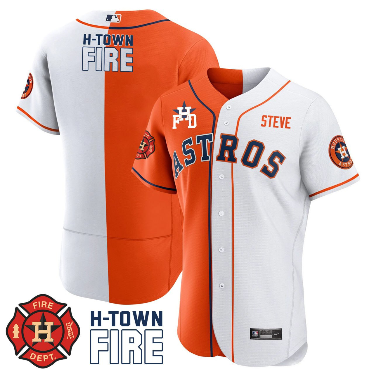 Steve Sherber Houston Astros Split Flex Base Jersey - All Stitched