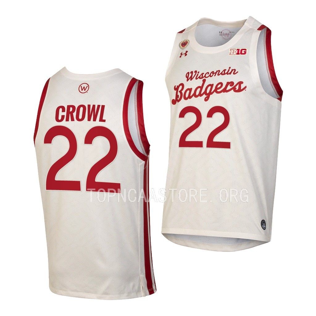 Steven Crowl #22 Wisconsin Badgers Retro Throwback Jersey 2022-23 White