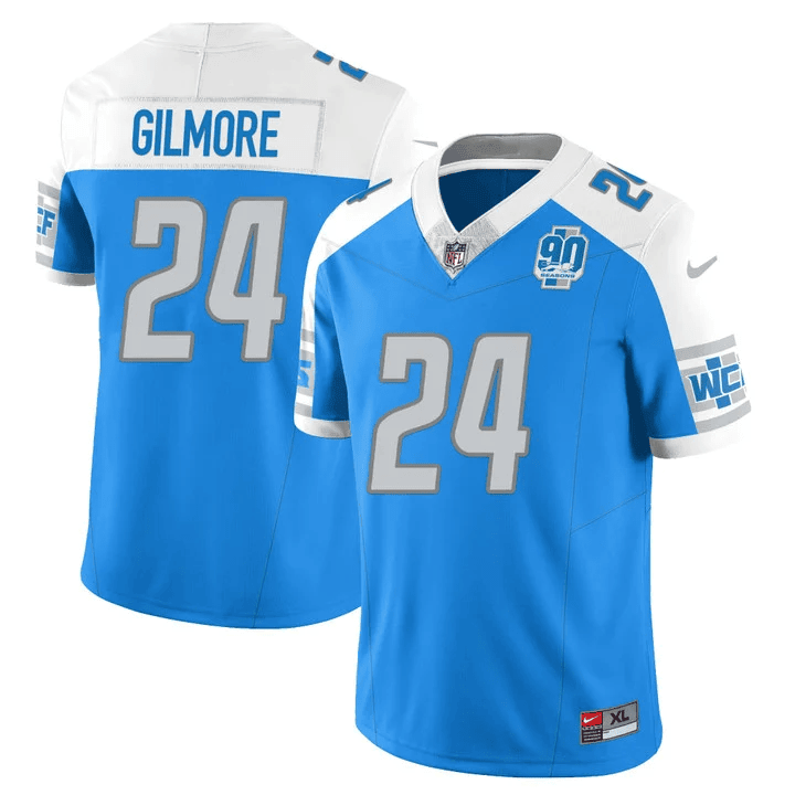 Steven Gilmore Men’s Detroit Lions 90th Year Patch Vapor Alternate Jersey - All Stitched 