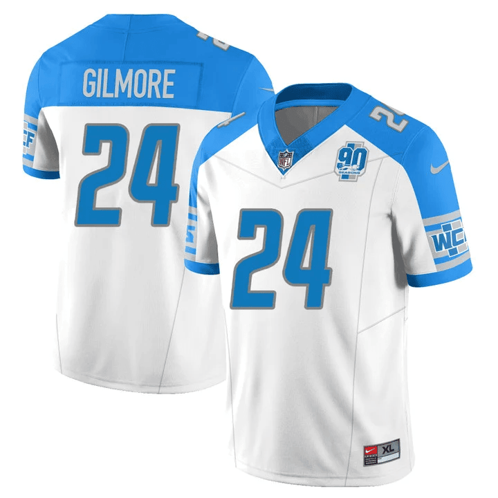 Steven Gilmore Men’s Detroit Lions 90th Year Patch Vapor Inverted Jersey - All Stitched 