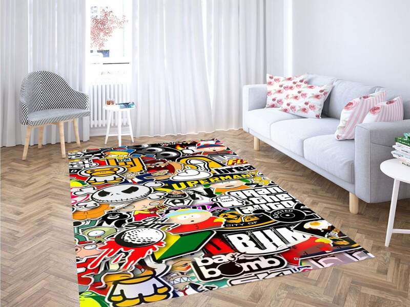 Sticker Bomb Wallpaper Carpet Rectangle Rug