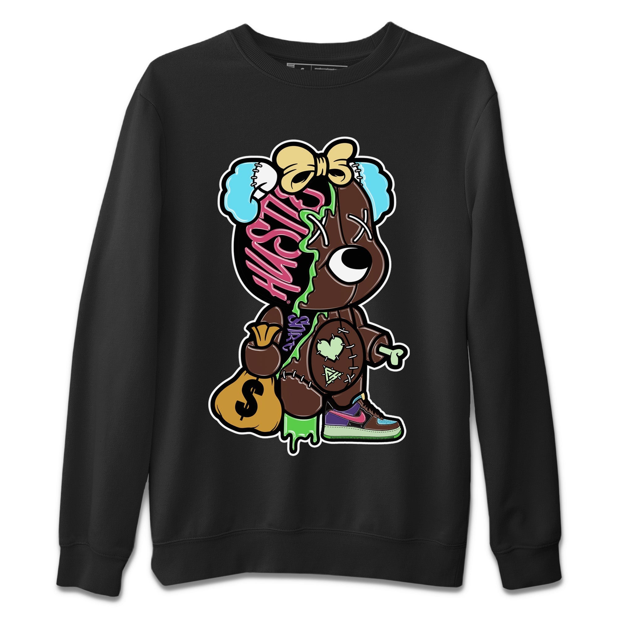 Stitched Hustle Bear Unisex Sweater – Air Force 1 Undefeated Fauna Brown, Sneakers Matching Sweater