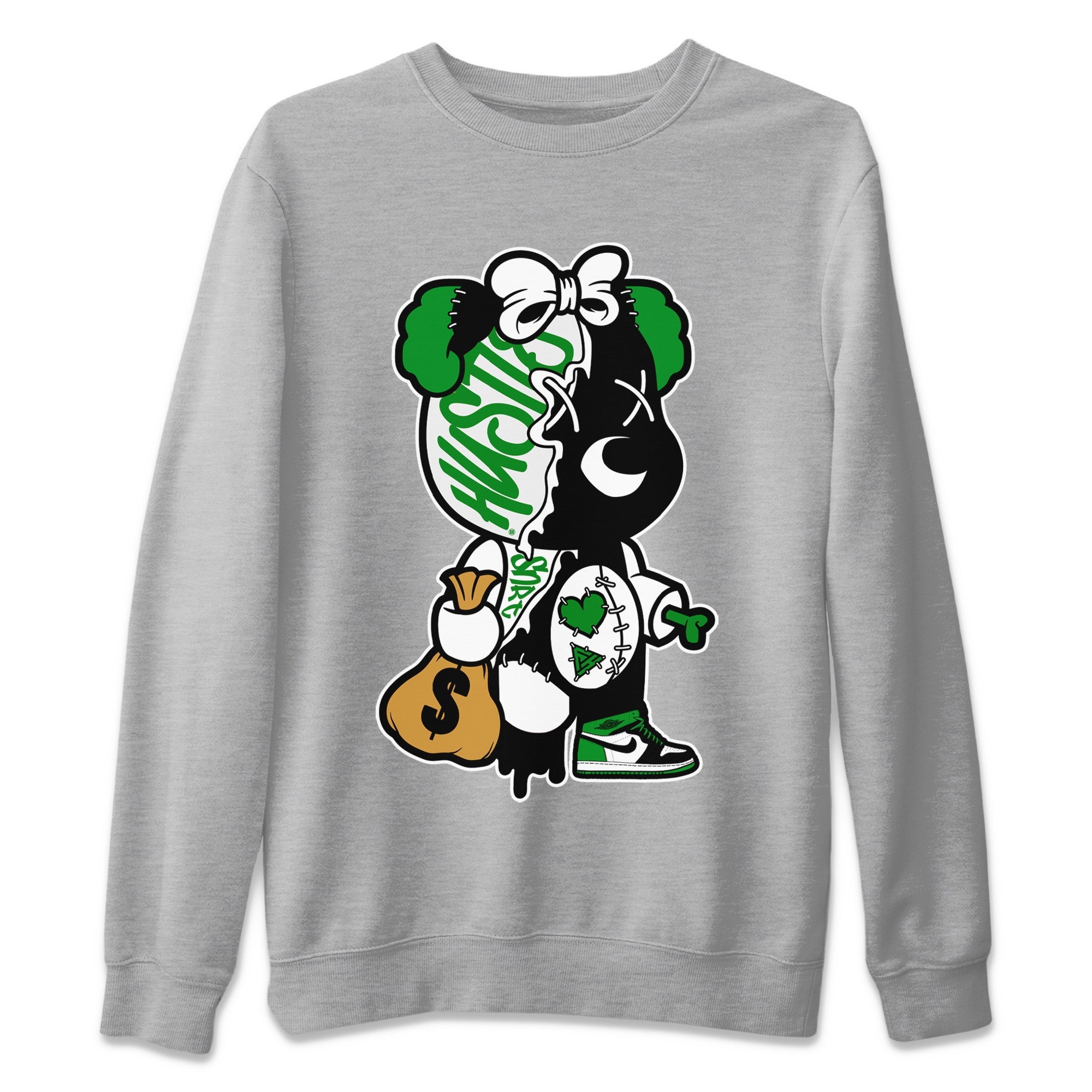 Stitched Hustle Bear Unisex Sweater – Air Jordan 1 Celtics, Sneakers Matching Sweater