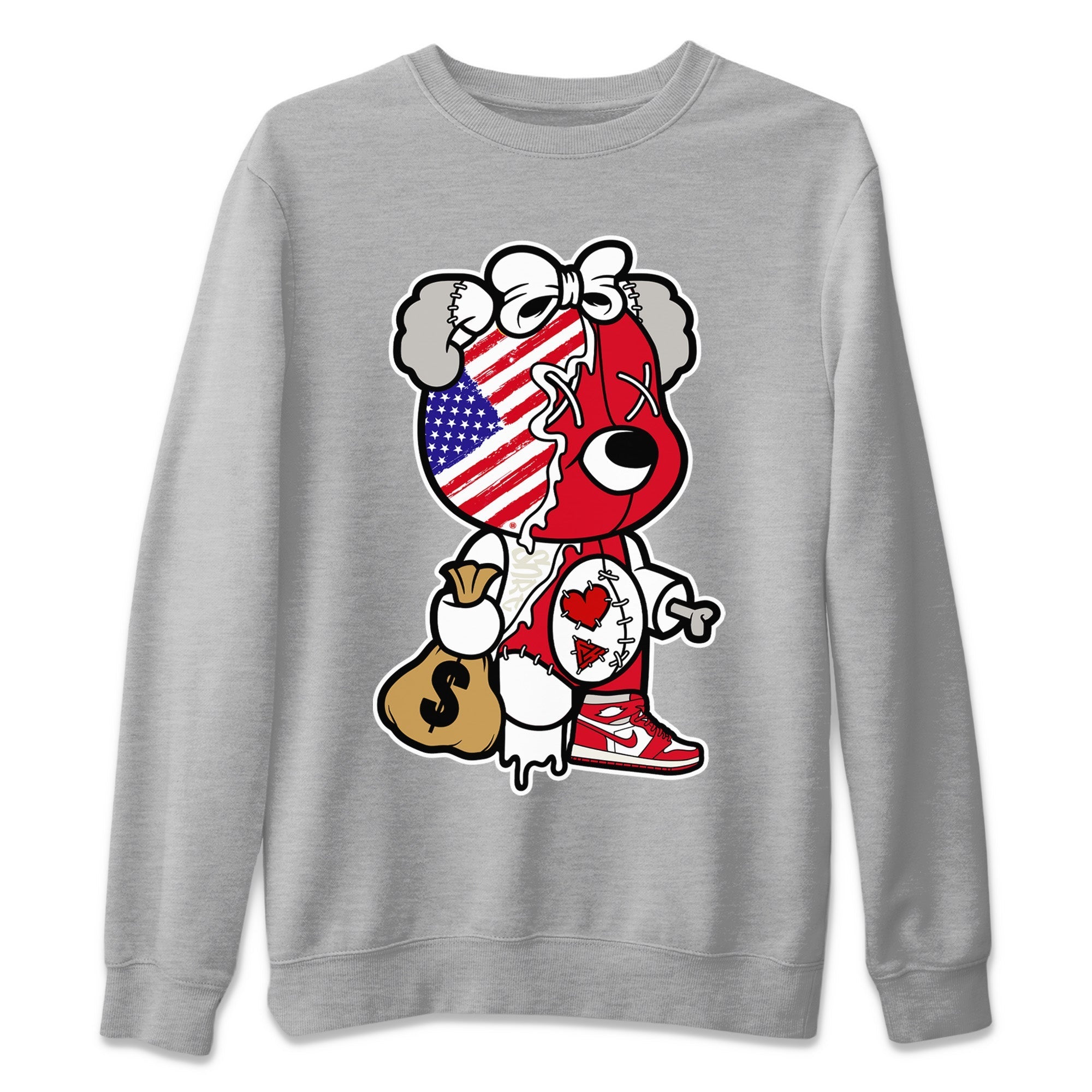Stitched Hustle Bear Unisex Sweater – Air Jordan 1 Newstalgia, Sneakers Matching Sweater