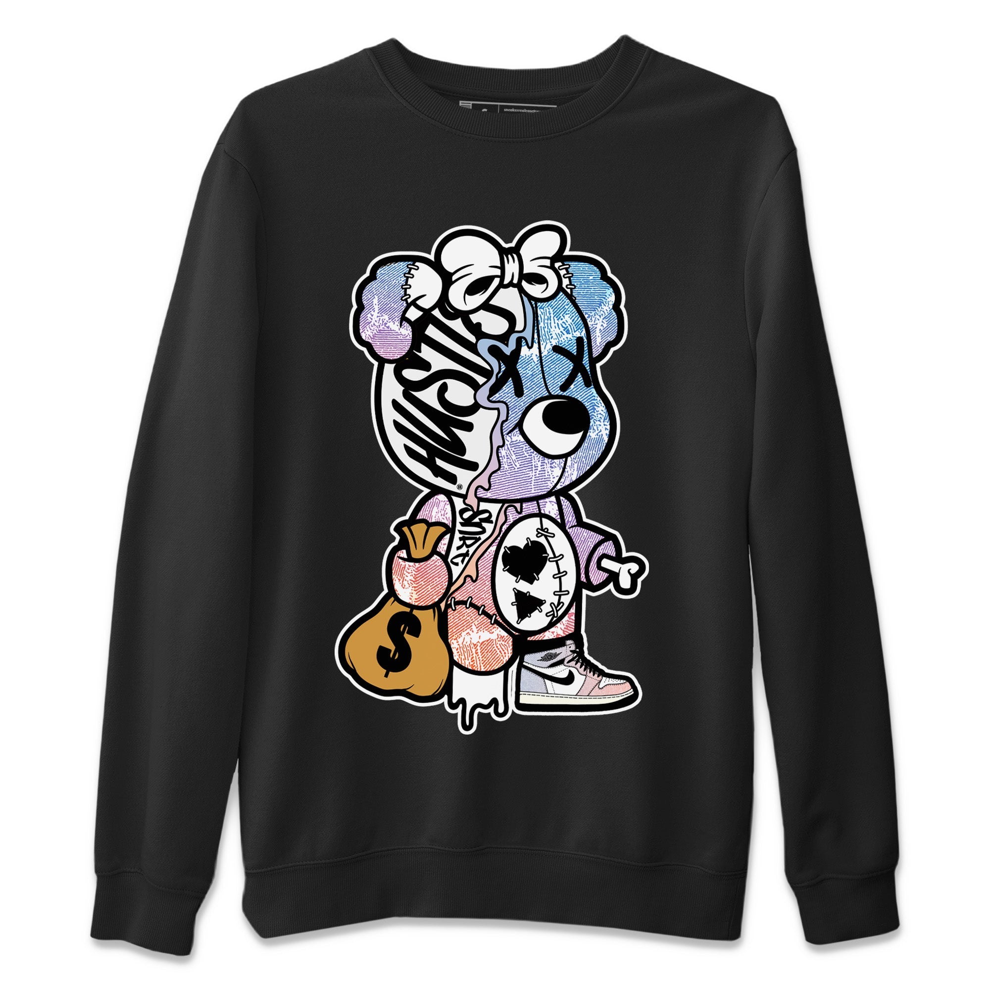 Stitched Hustle Bear Unisex Sweater – Air Jordan 1 Skyline, Sneakers Matching Sweater
