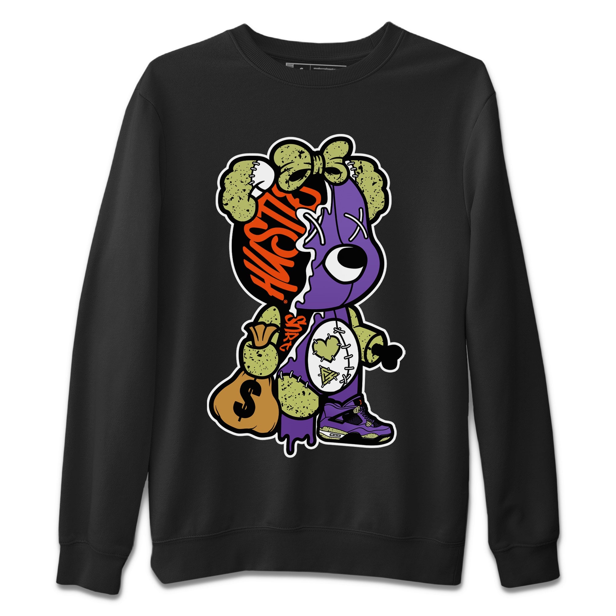 Stitched Hustle Bear Unisex Sweater – Air Jordan 4 Canyon Purple, Sneakers Matching Sweater