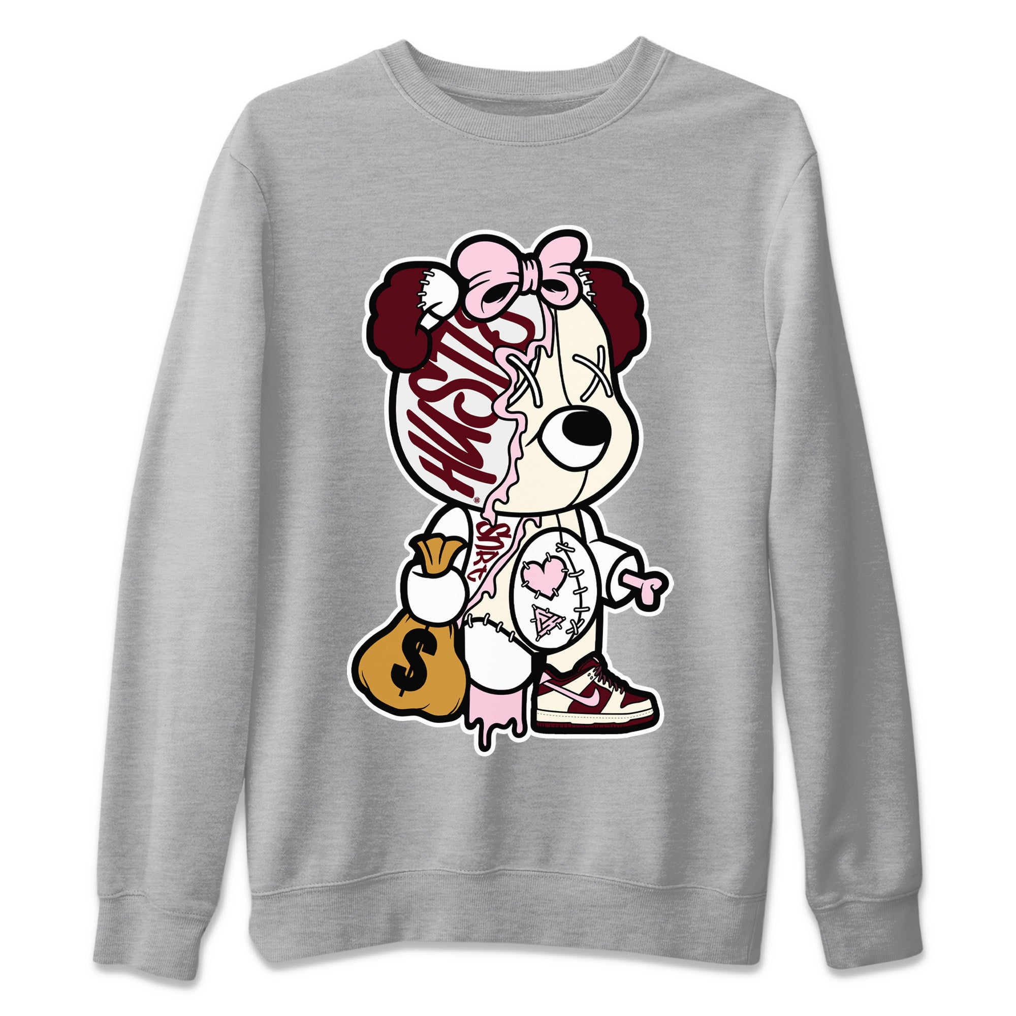 Stitched Hustle Bear Unisex Sweater – Dunk Valentines Day, Sneakers Matching Sweater