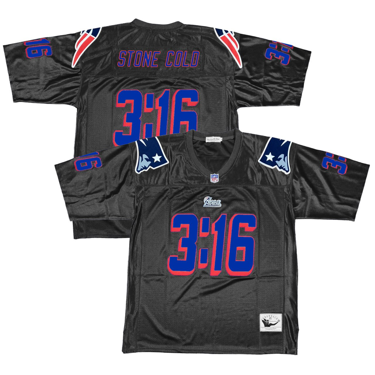 Stone Cold Steve Austin New England Patriots Black Black Jersey - All Stitched 