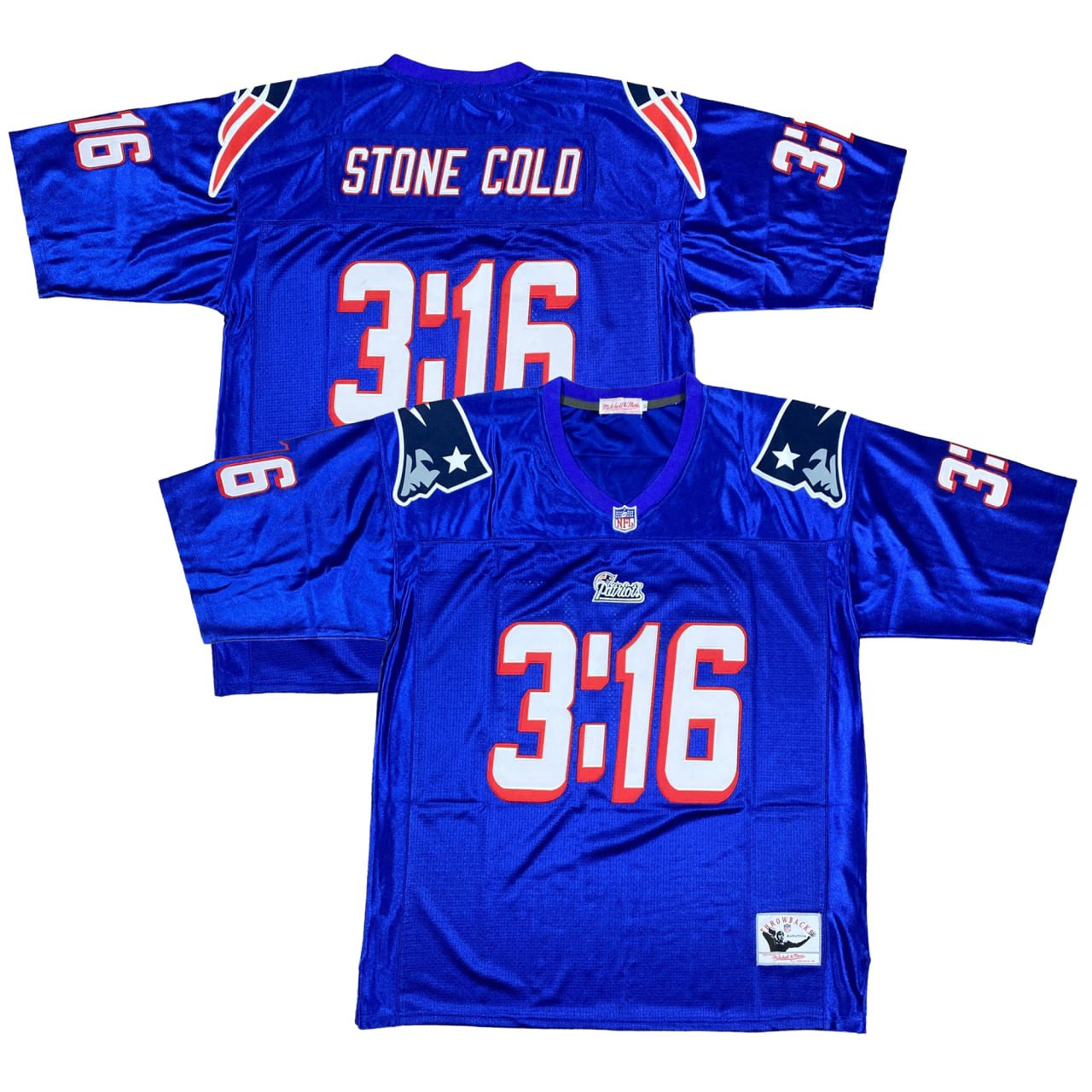 Stone Cold Steve Austin New England Patriots Royal Jersey - All Stitched 