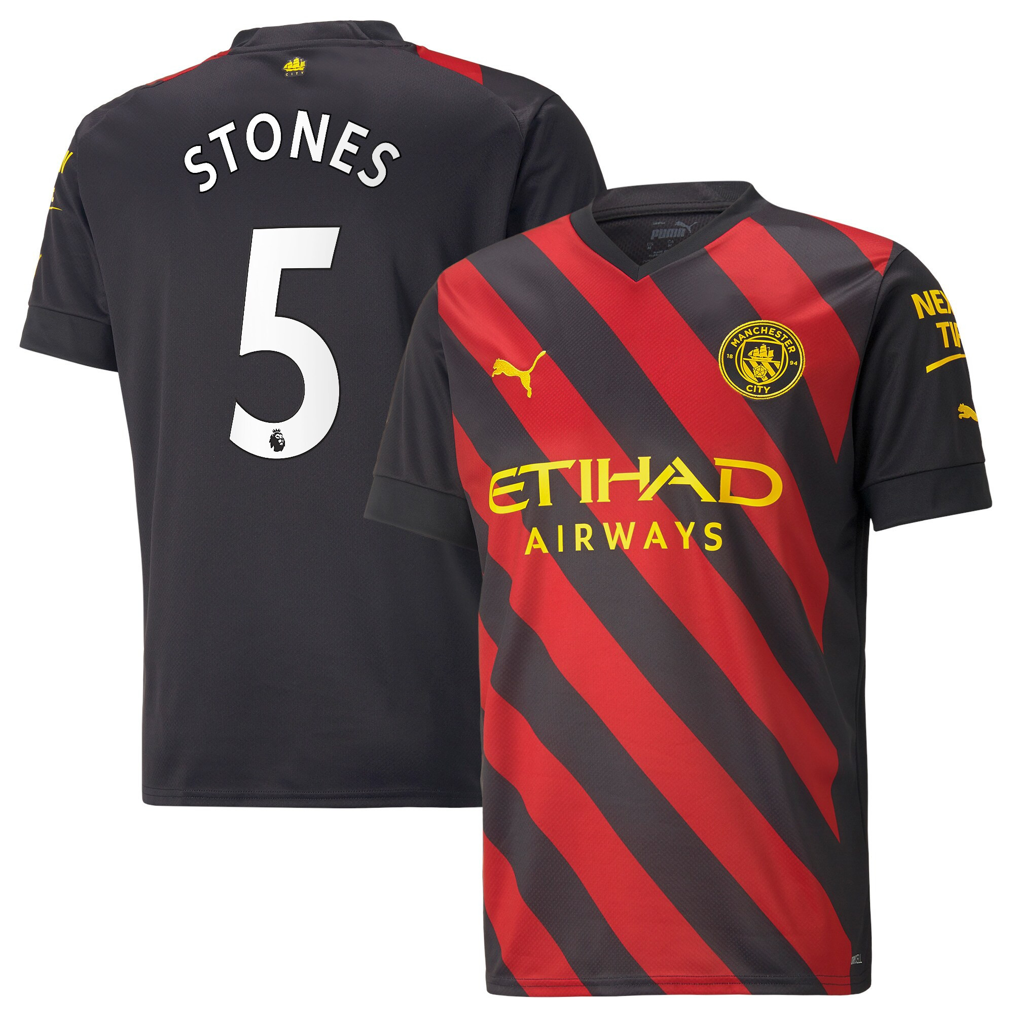Stones 5 Manchester City Men 2022/23 Away Jersey – Black