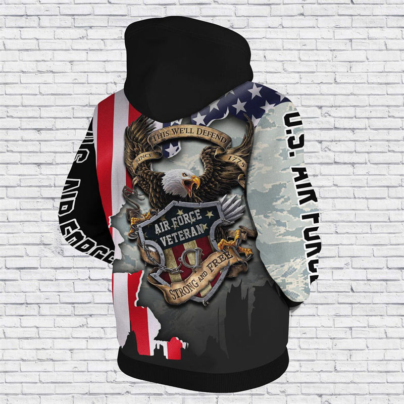Strong And Free Air Force Veteran Hoodie