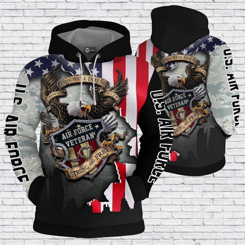 Strong And Free Air Force Veteran Hoodie