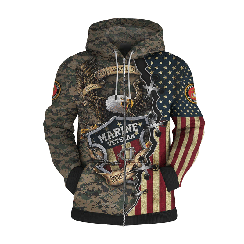 Strong And Free Marine Veteran Hoodie