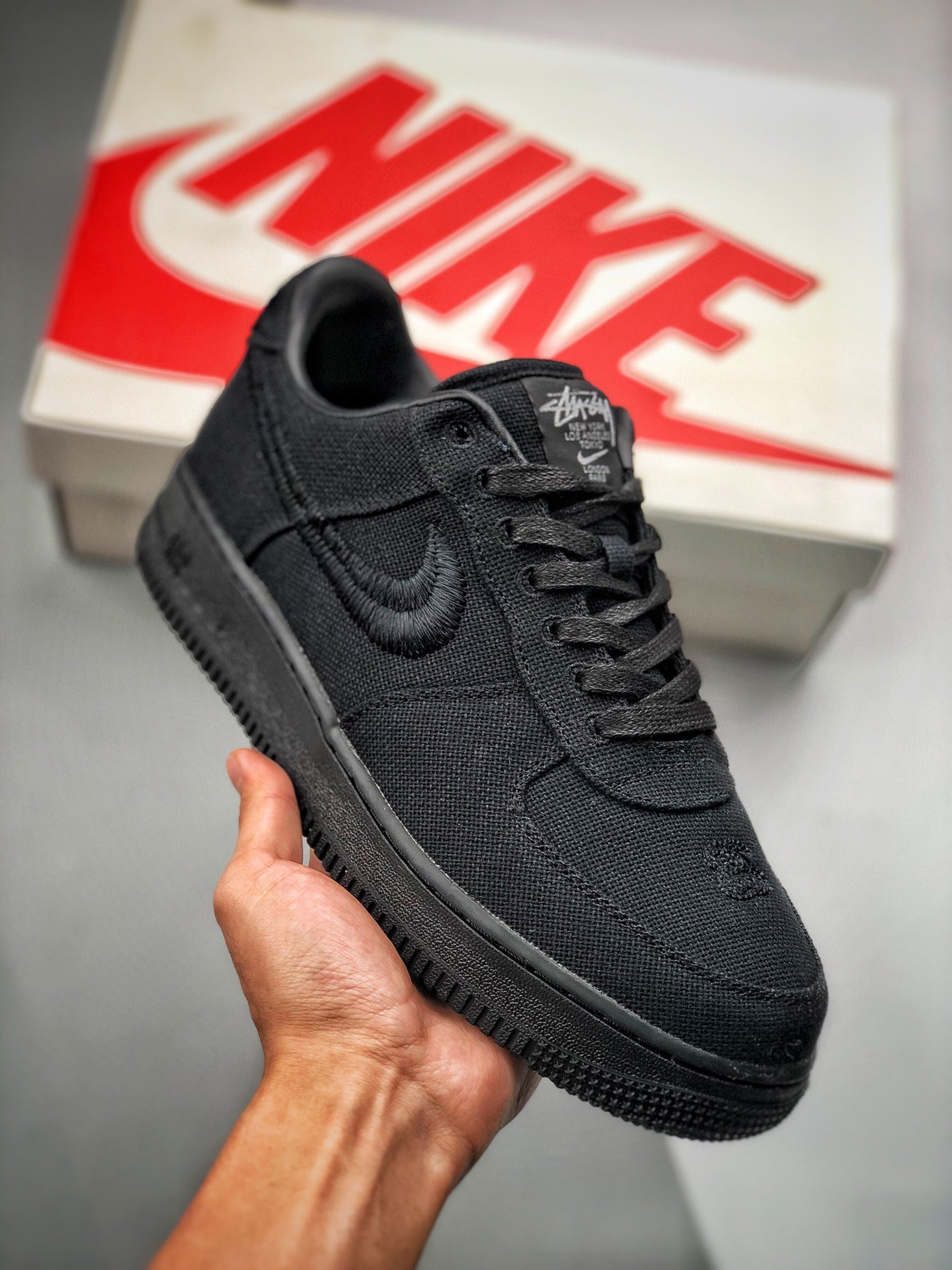 Stussy x Nike Air Force 1 Low Black For Sale