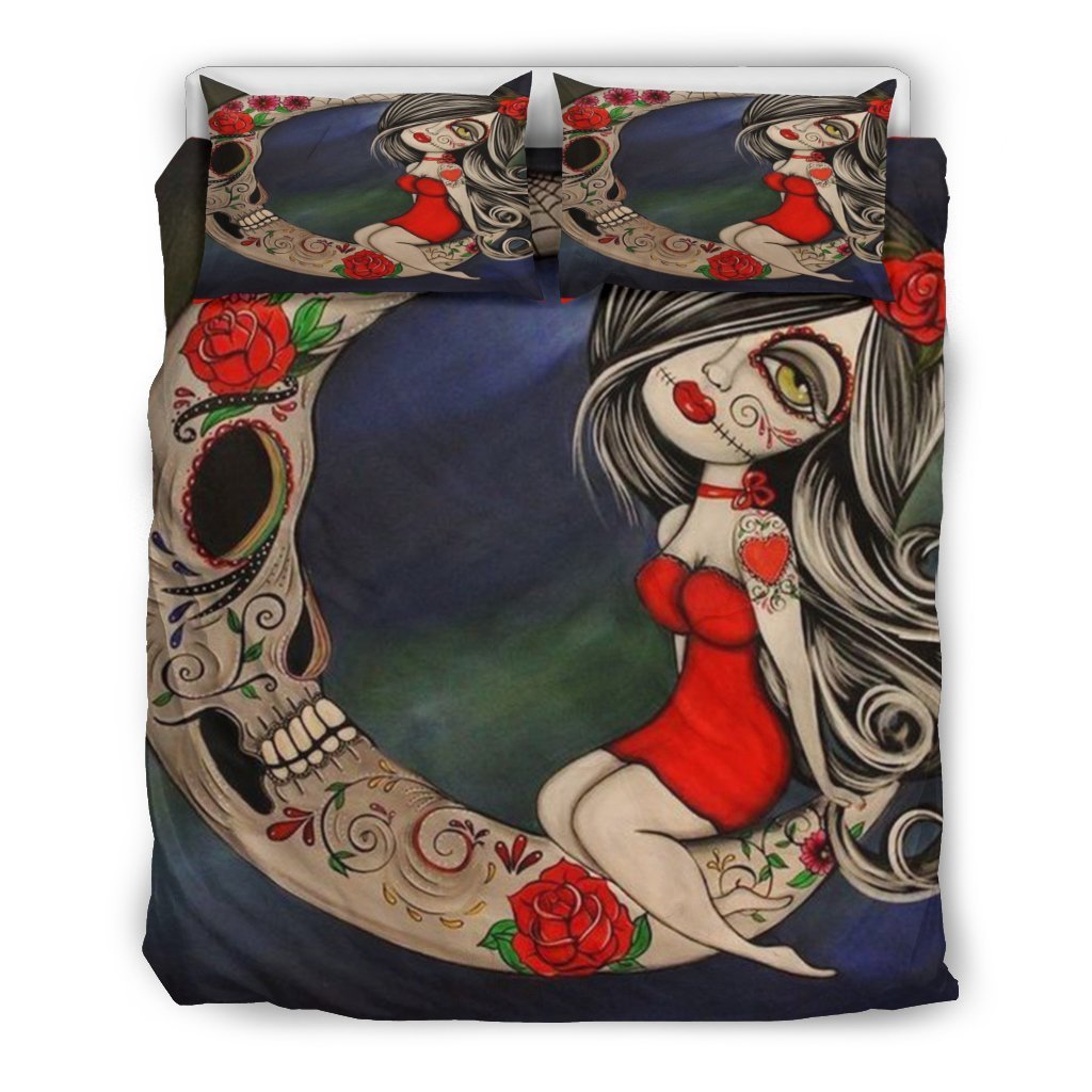 Sugar Skull Moon Duvet Cover Bedding Set
