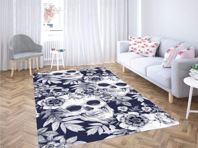 Sugar Skulls And Flowers Carpet Rectangle Rug