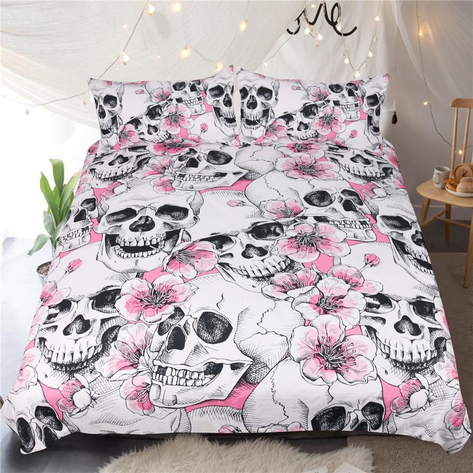 Sugarkull Pink Floral 3D Customized Duvet Cover Bedding Set