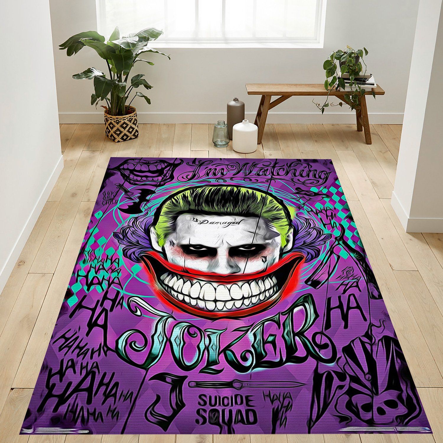 Suicide Squad Joker Face Rectangle Rug – Custom Size And Printing