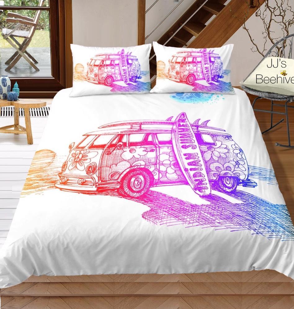 Summer Beachside Combi Van 3D Customized Duvet Cover Bedding Set
