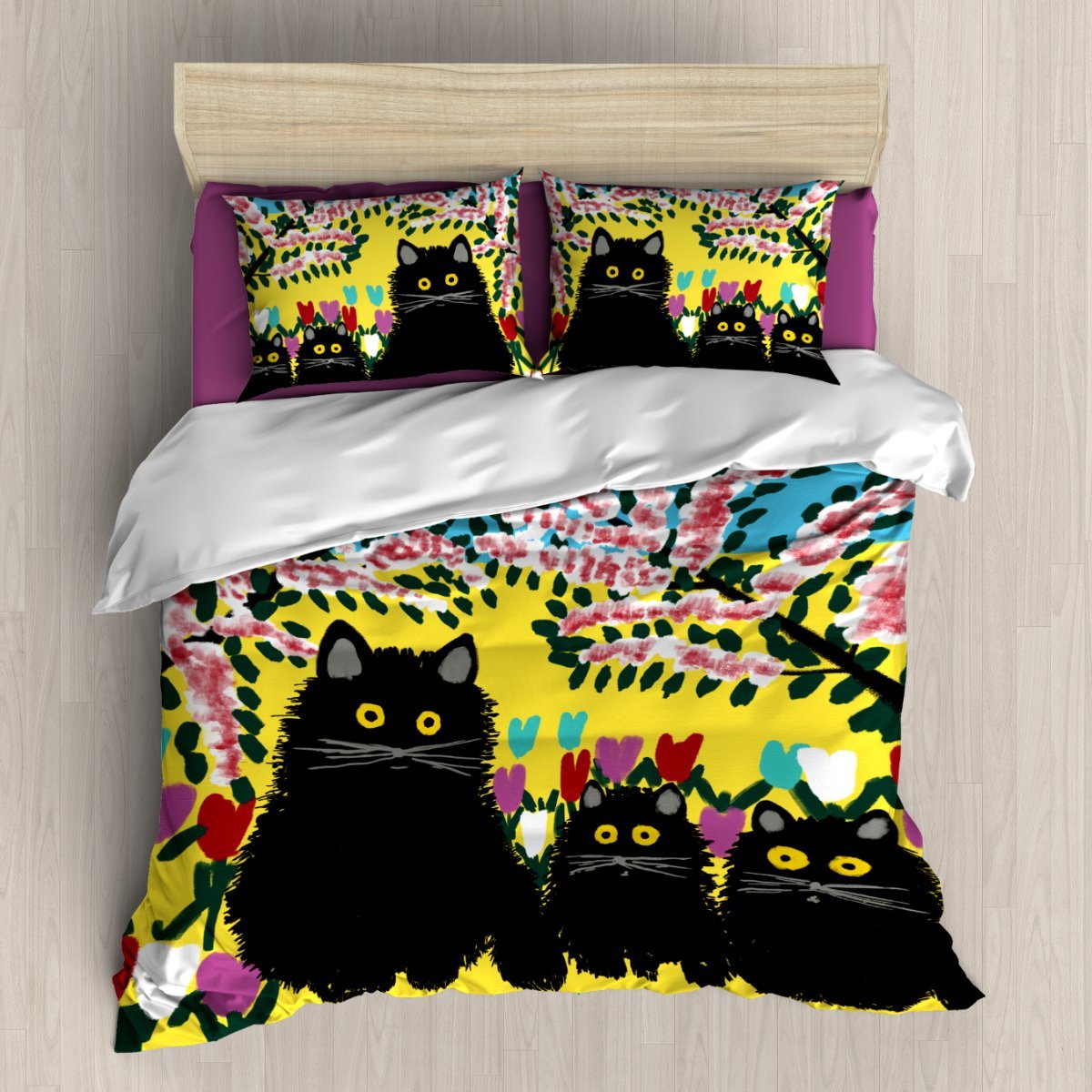 Summer Cat 3D Customized Duvet Cover Bedding Set