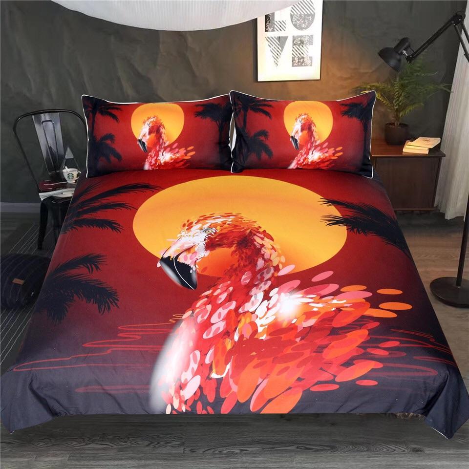 Sun Flamingo 3D Customized Duvet Cover Bedding Set
