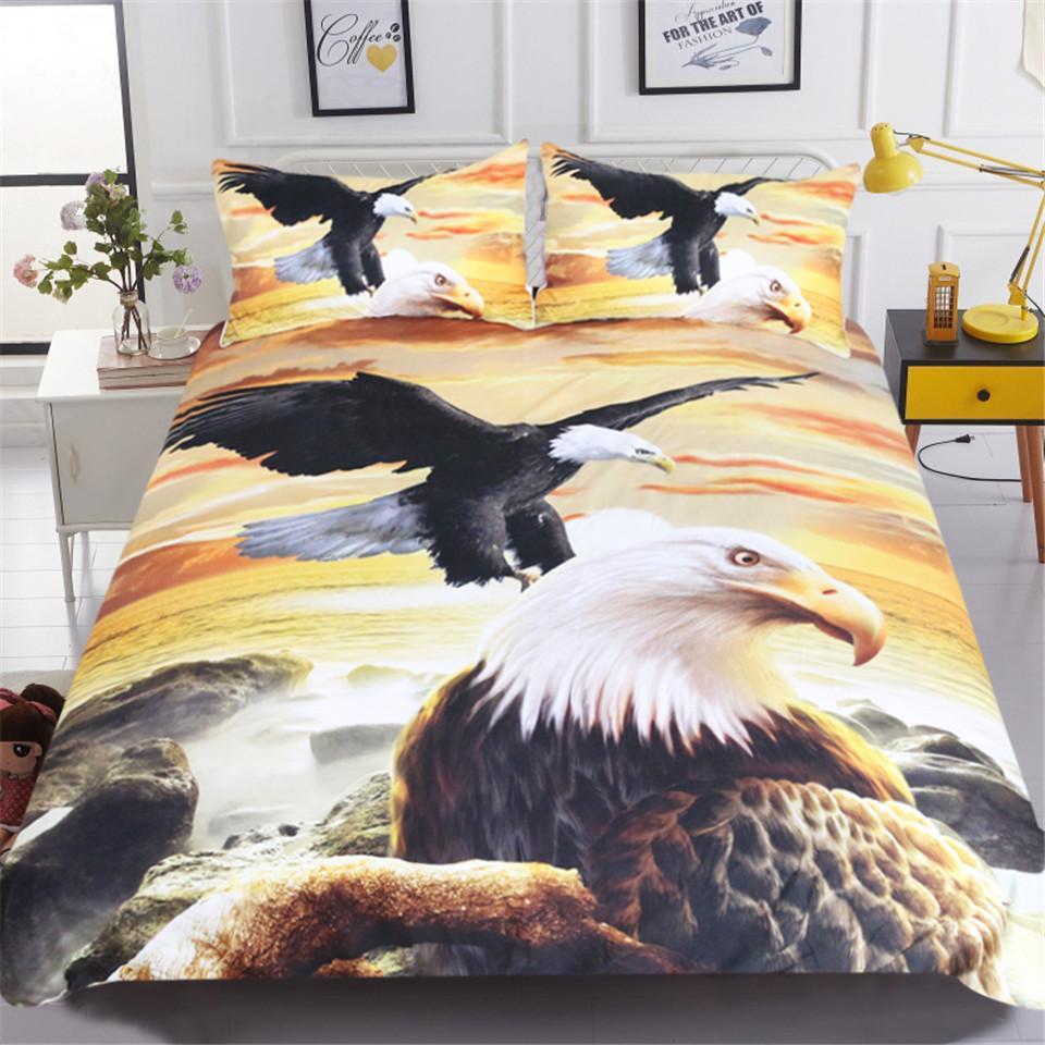 Sun With Bald Eagle 3D Customized Duvet Cover Bedding Set