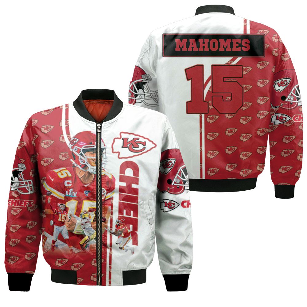 Super Bowl 2020 Kansas City Chiefs Patrick Mahomes Best Moment Best Player Number 15 3D Bomber Jacket