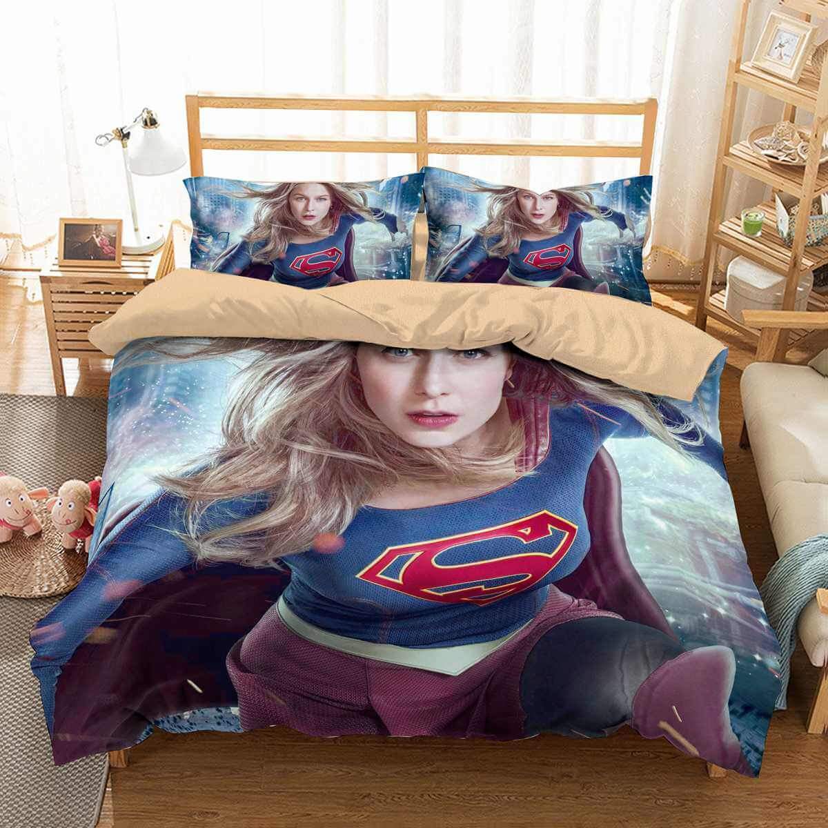 Supergirl 3D Customized Duvet Cover Bedding Set