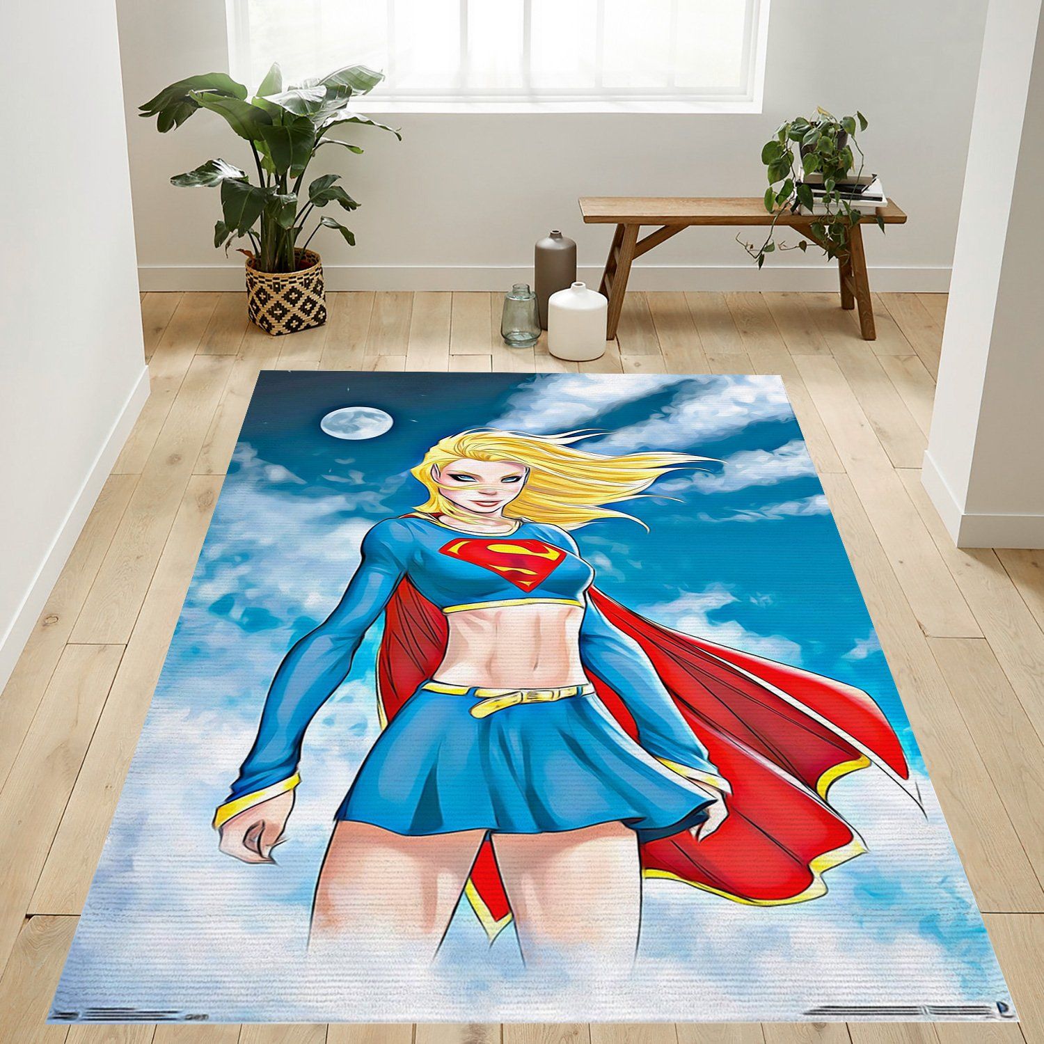 Supergirl Clouds Rectangle Rug – Custom Size And Printing