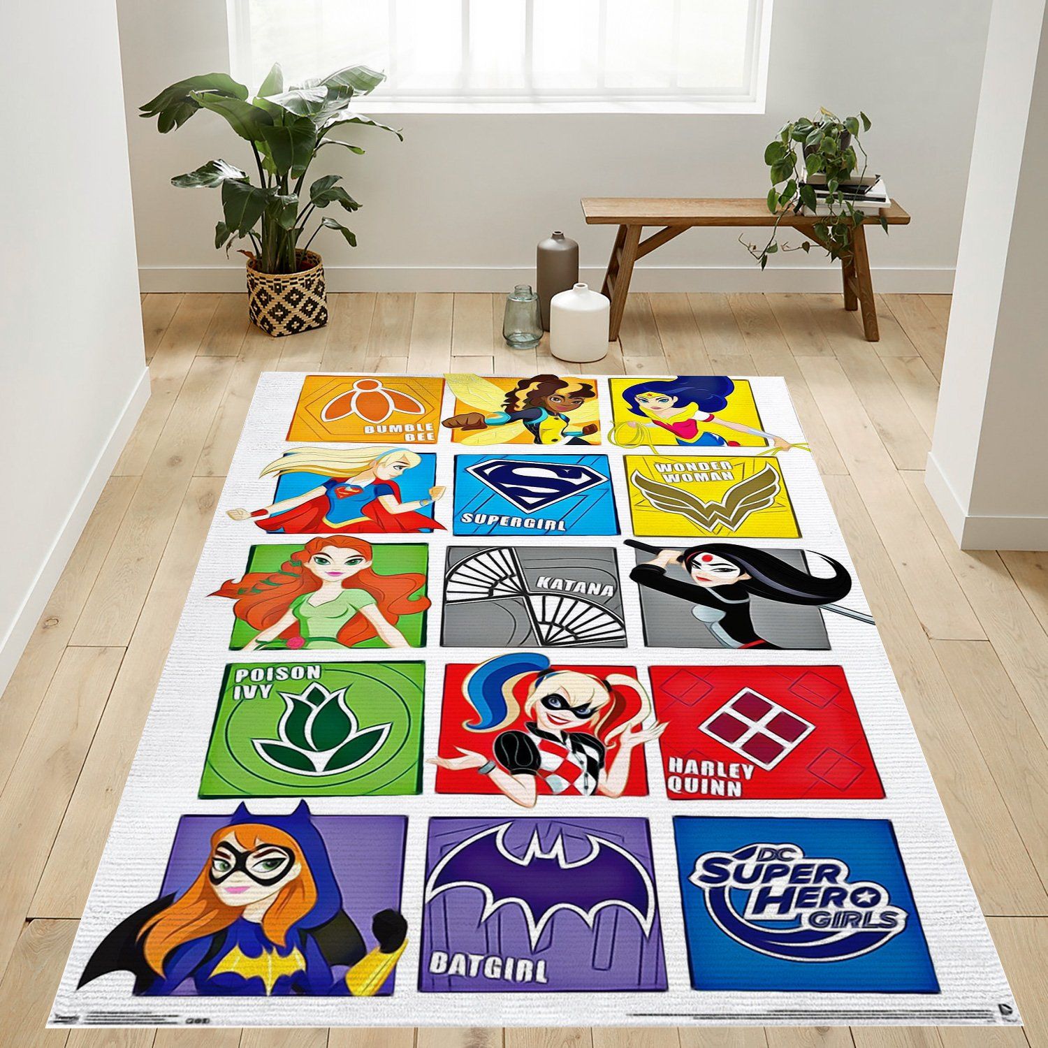 Superhero Girls Grid Rectangle Rug – Custom Size And Printing