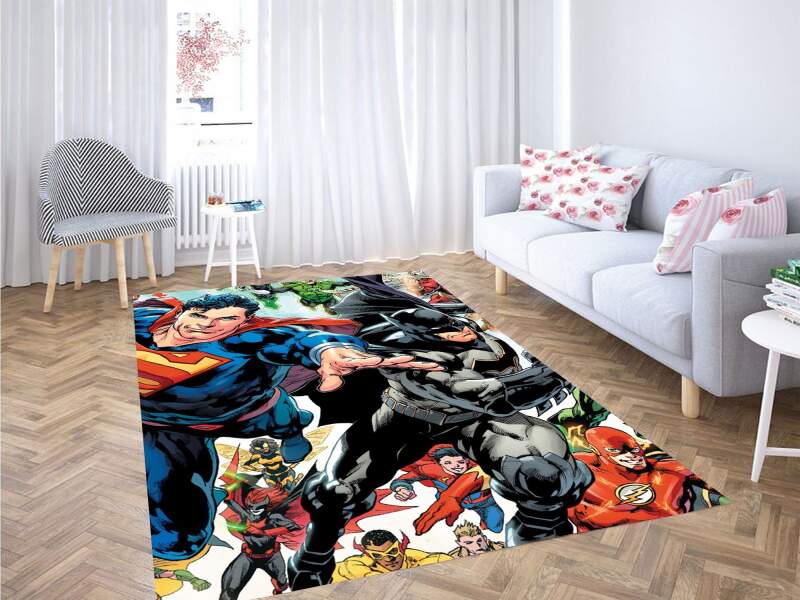 Superman And Batman With Another Character Carpet Rectangle Rug