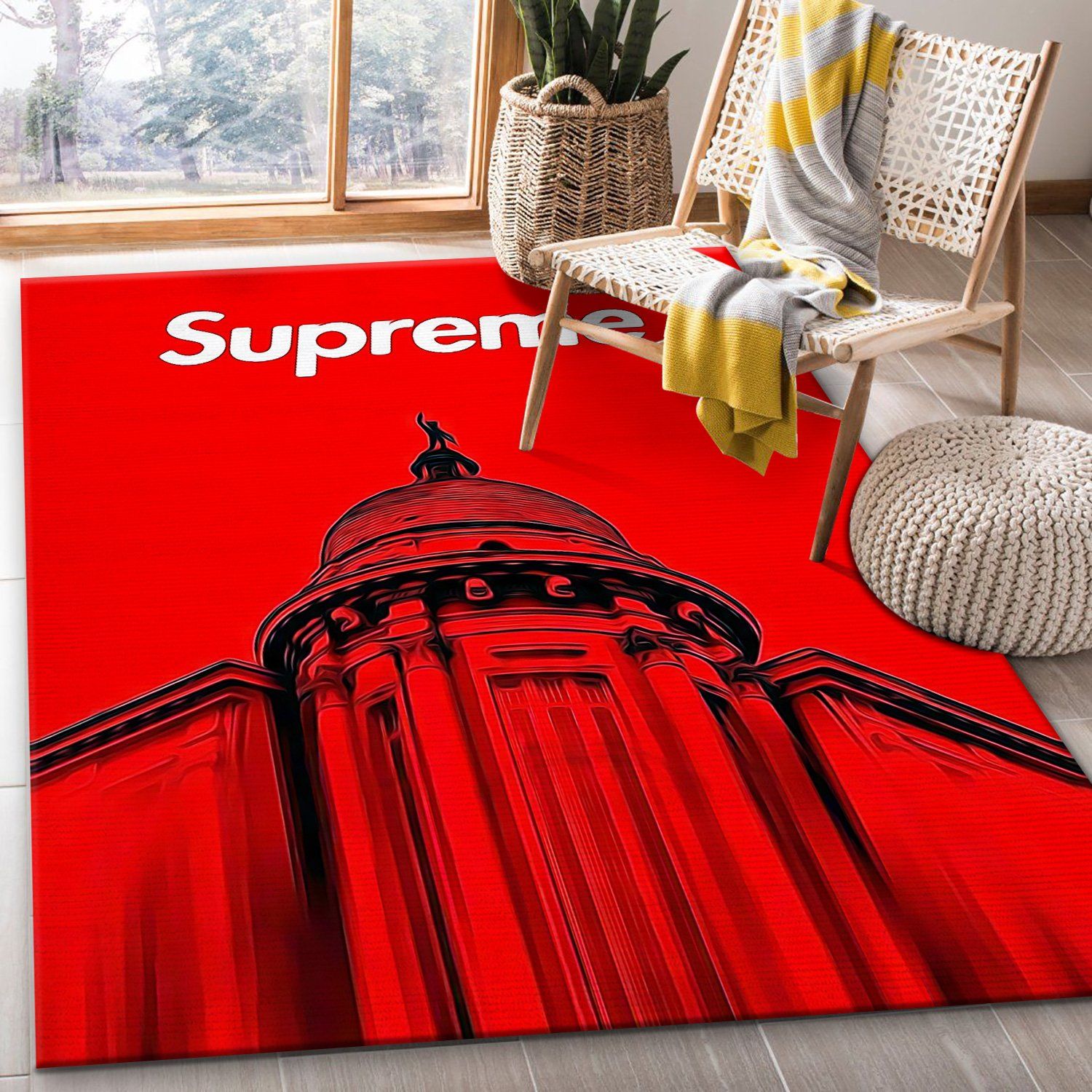 Supreme Red Art Rectangle Rug – Custom Size And Printing