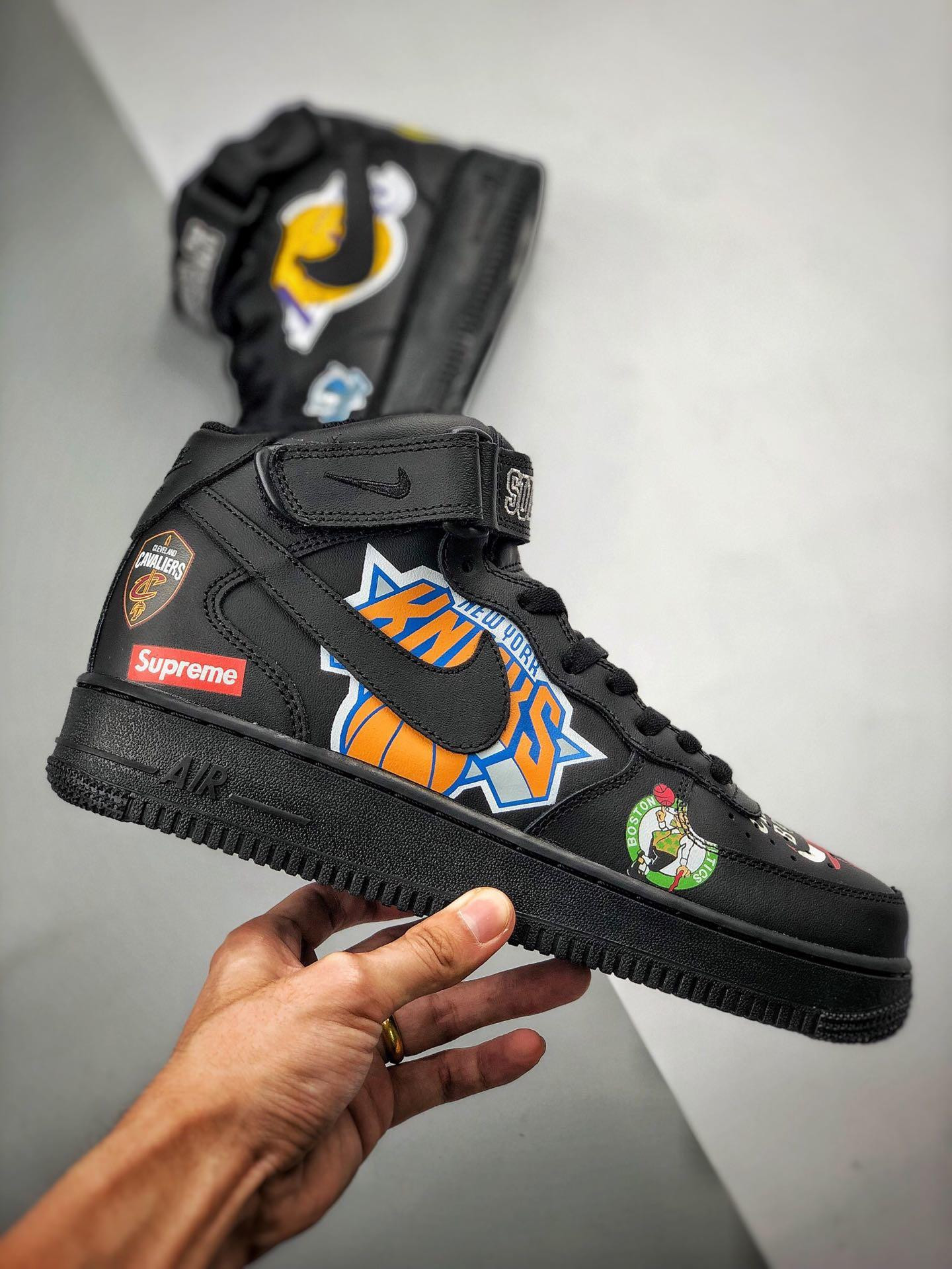 Supreme x Nike Air Force 1 Mid NBA Logos Black For Sale