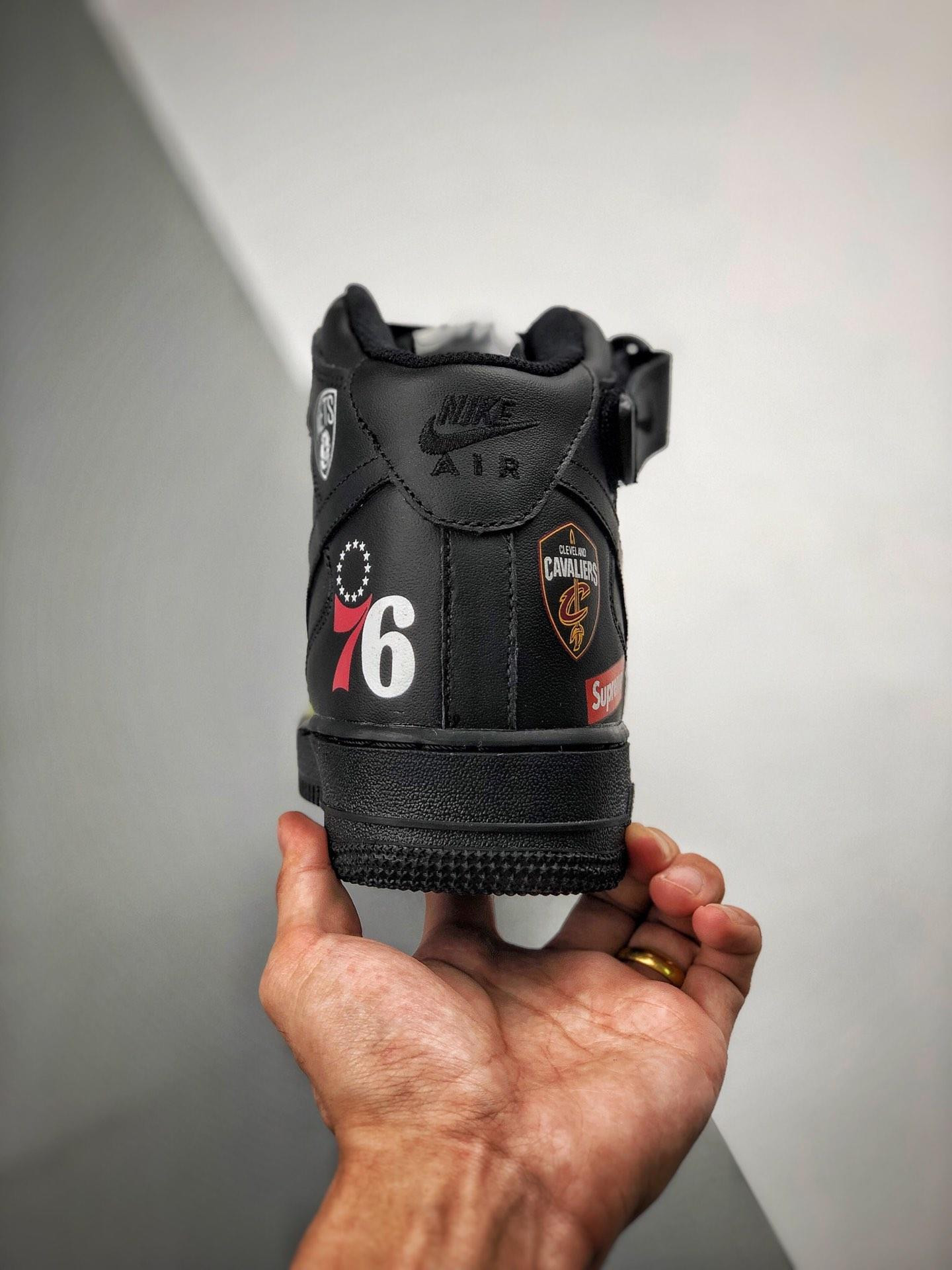 Supreme x Nike Air Force 1 Mid NBA Logos Black For Sale