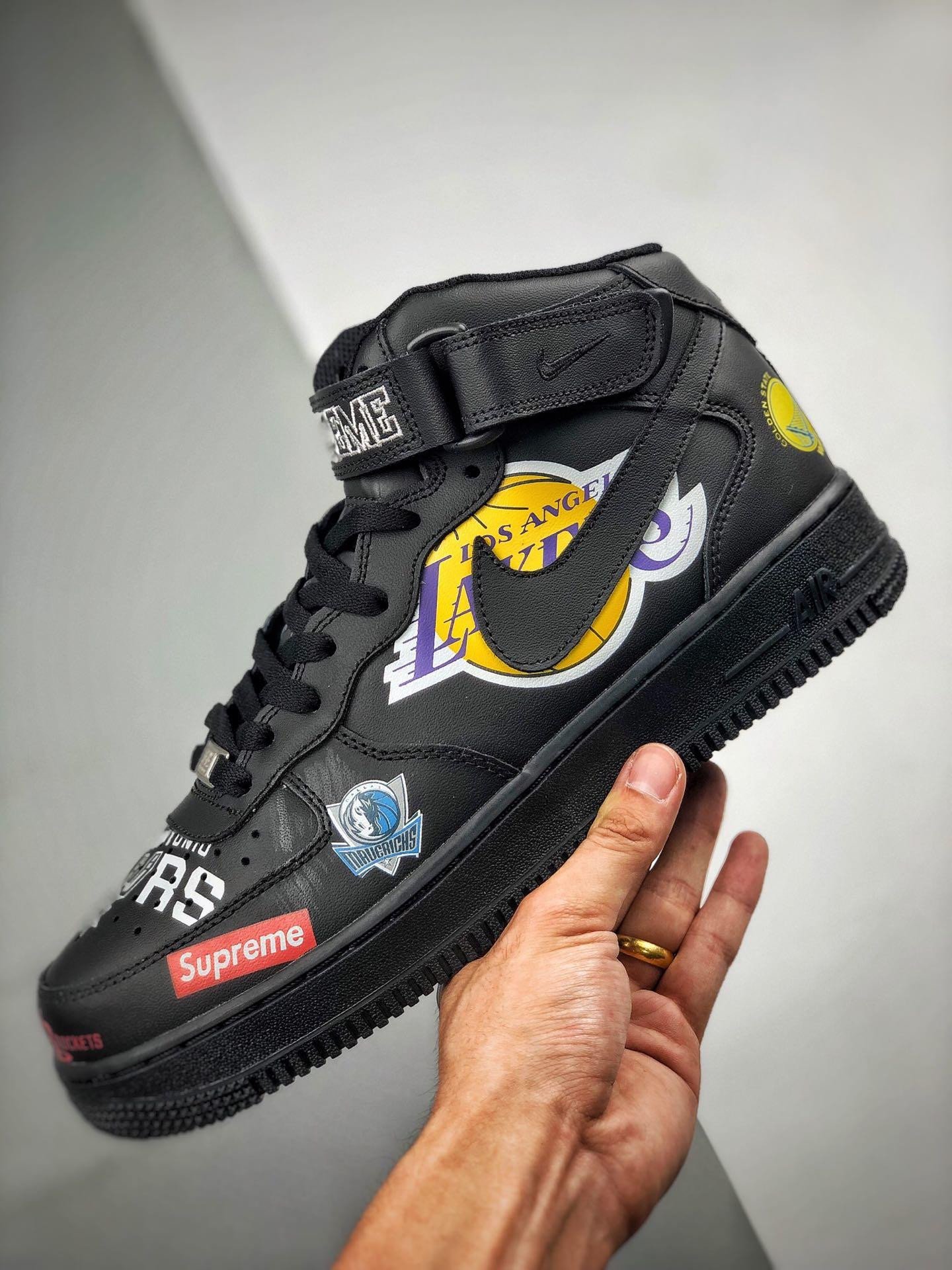 Supreme x Nike Air Force 1 Mid NBA Logos Black For Sale