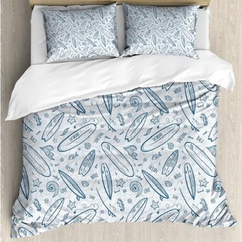 Surfboard Doodle Duvet Cover Bedding Set