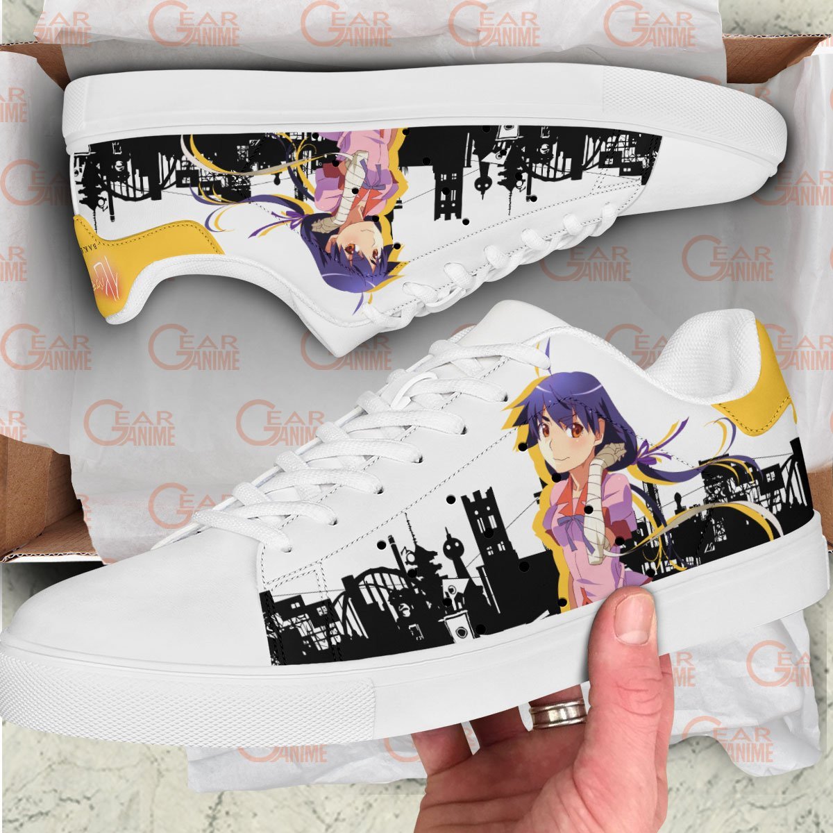 Suruga Kanbaru Skate Sneakers Custom Anime Bakemonogatari Shoes