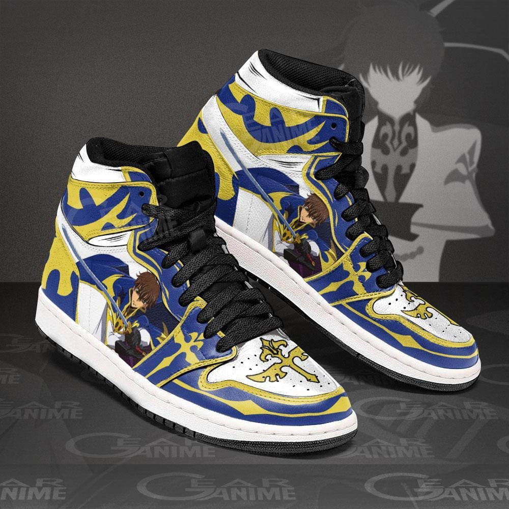 Suzaku Kururugi JD1s Sneakers Anime Code Geass Shoes, Air Jordan Hightop