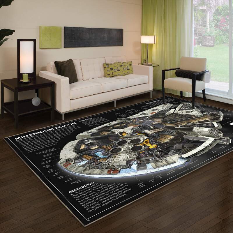 Sw Millennium Falcon Cross Section High Resolution Area Rectangle Rug